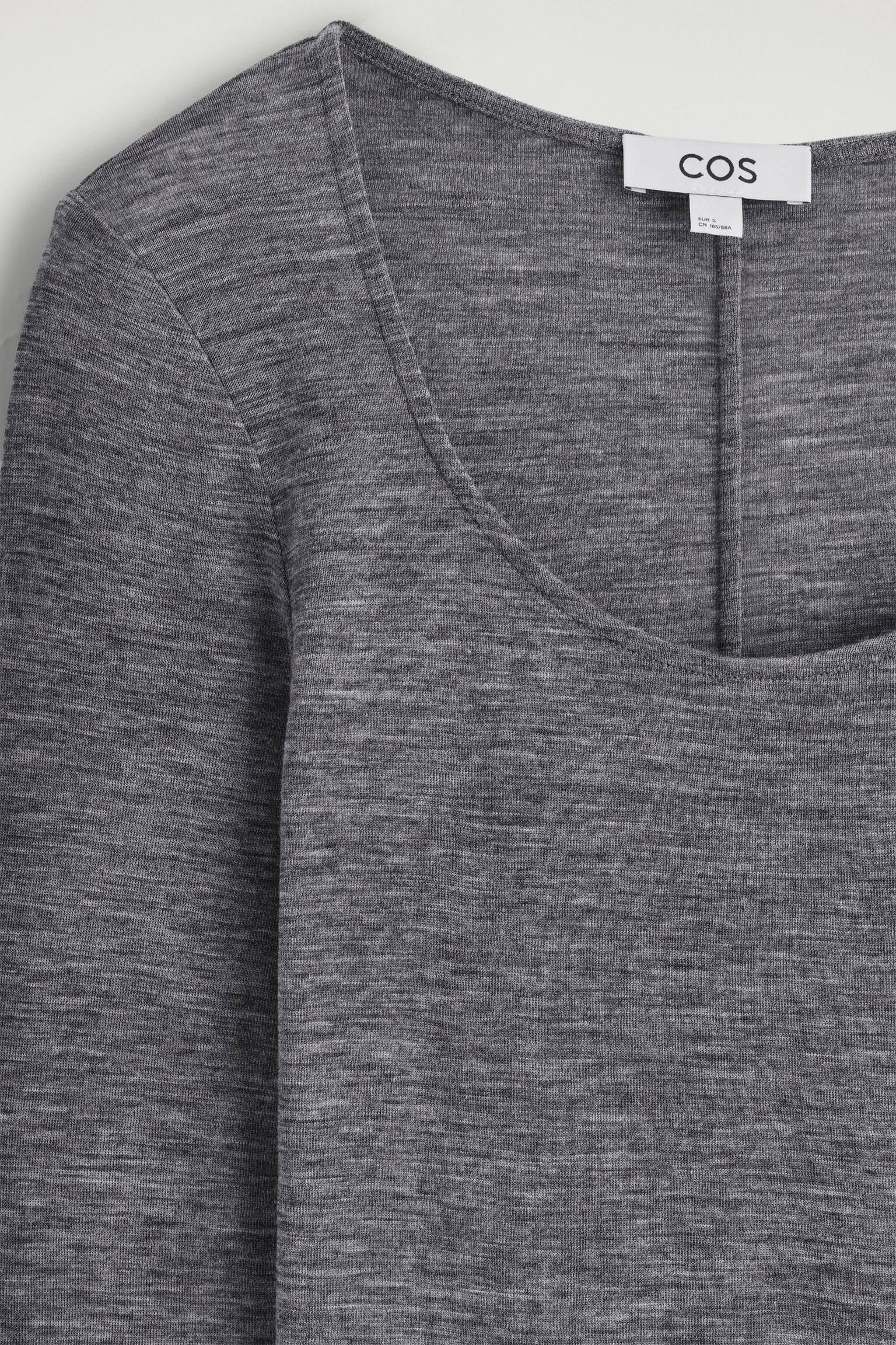 MERINO WOOL SCOOP-NECK TOP - GREY MÉLANGE - 5