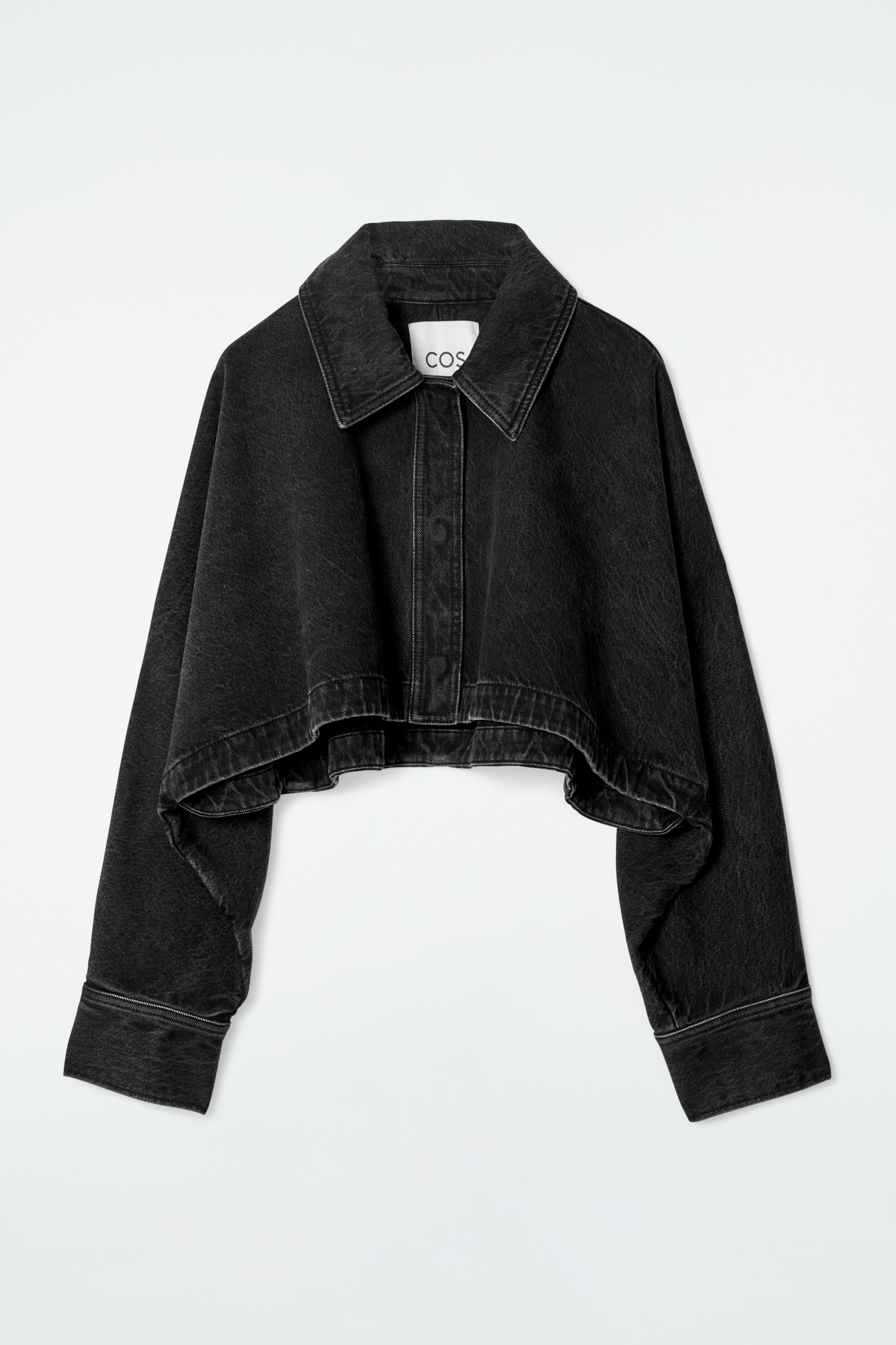 GIACCA CROPPED IN DENIM - NERO