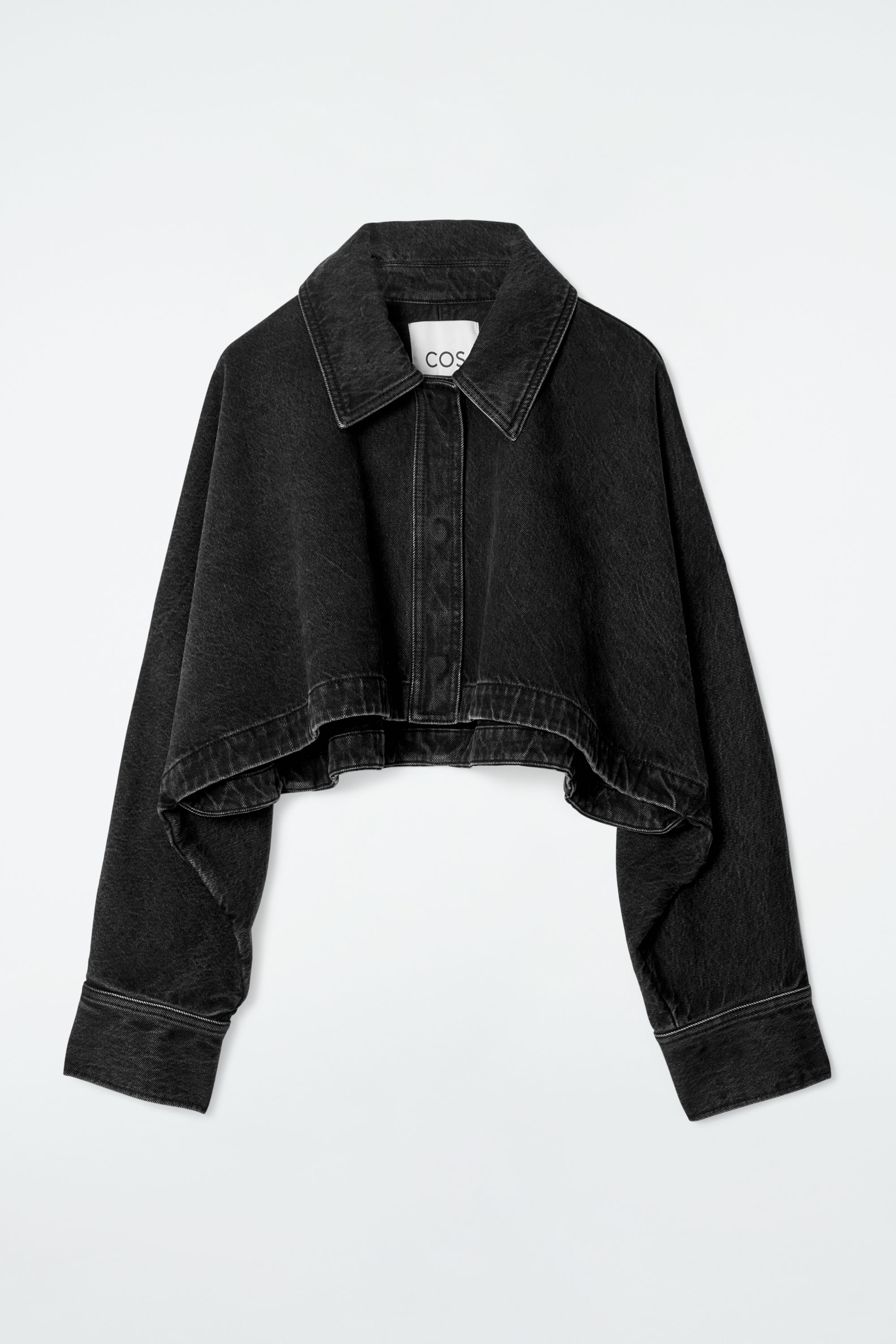 CROPPED DENIM JACKET - BLACK | COS