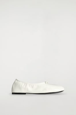 LEATHER BALLET FLATS — WHITE 3