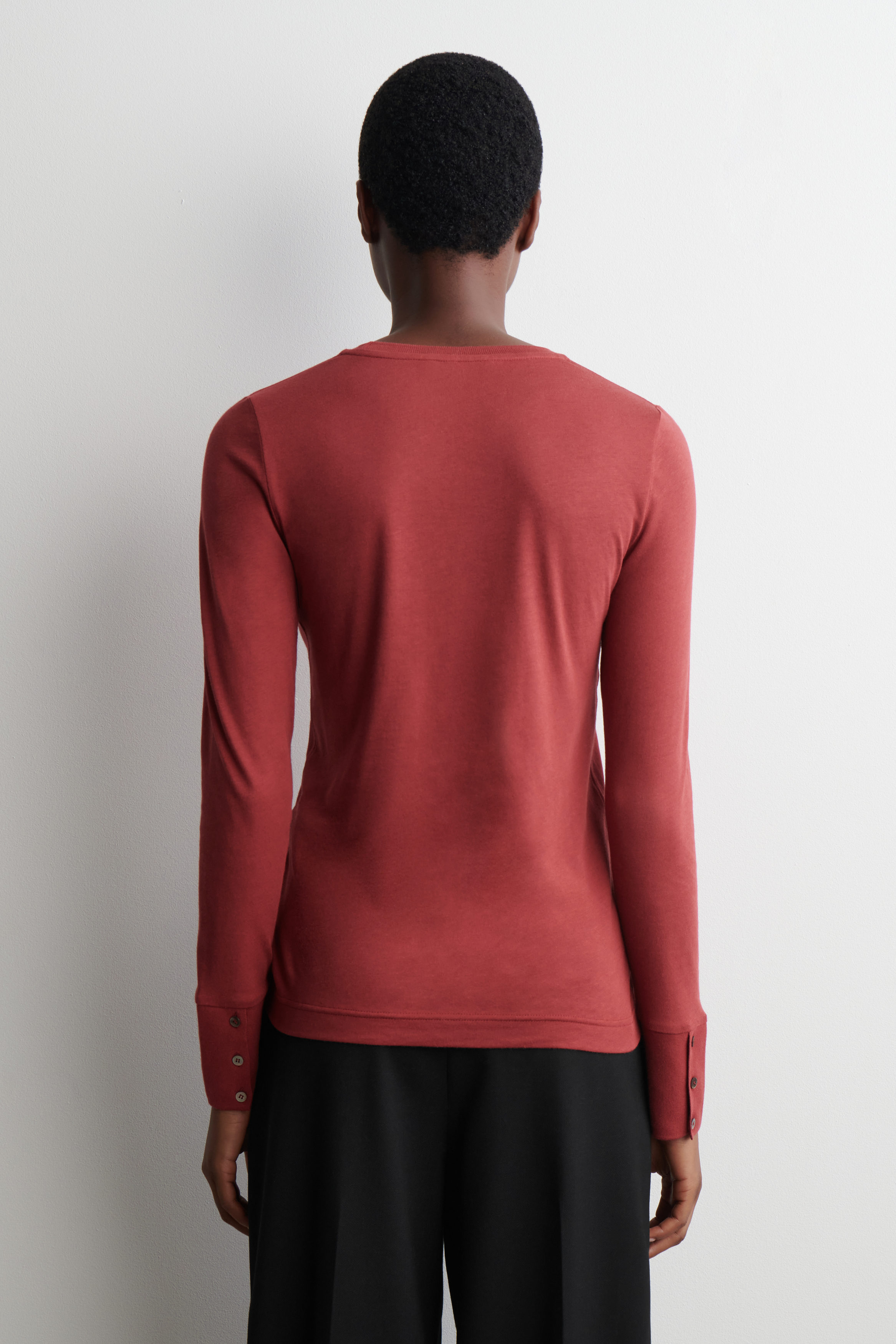 COTTON JERSEY LONG-SLEVELED TOP - RED | COS US