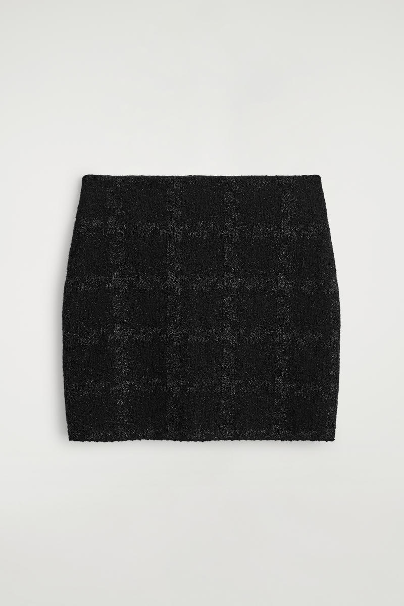Cos Sparkly Bouclé-knit Mini Skirt In Black