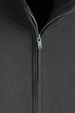 KNITTED MOCK-NECK ZIP-UP JACKET — CHARCOAL 7