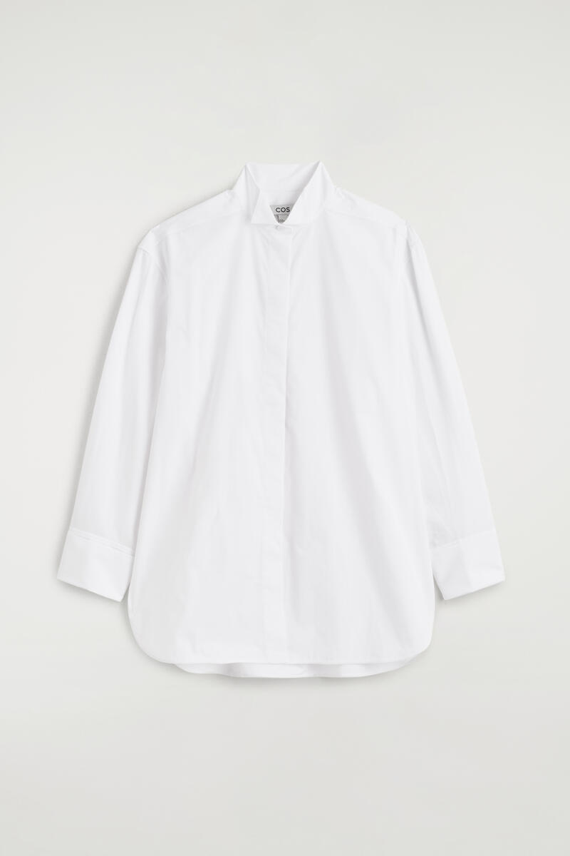 Wing-Collar Cotton Tuxedo Shirt