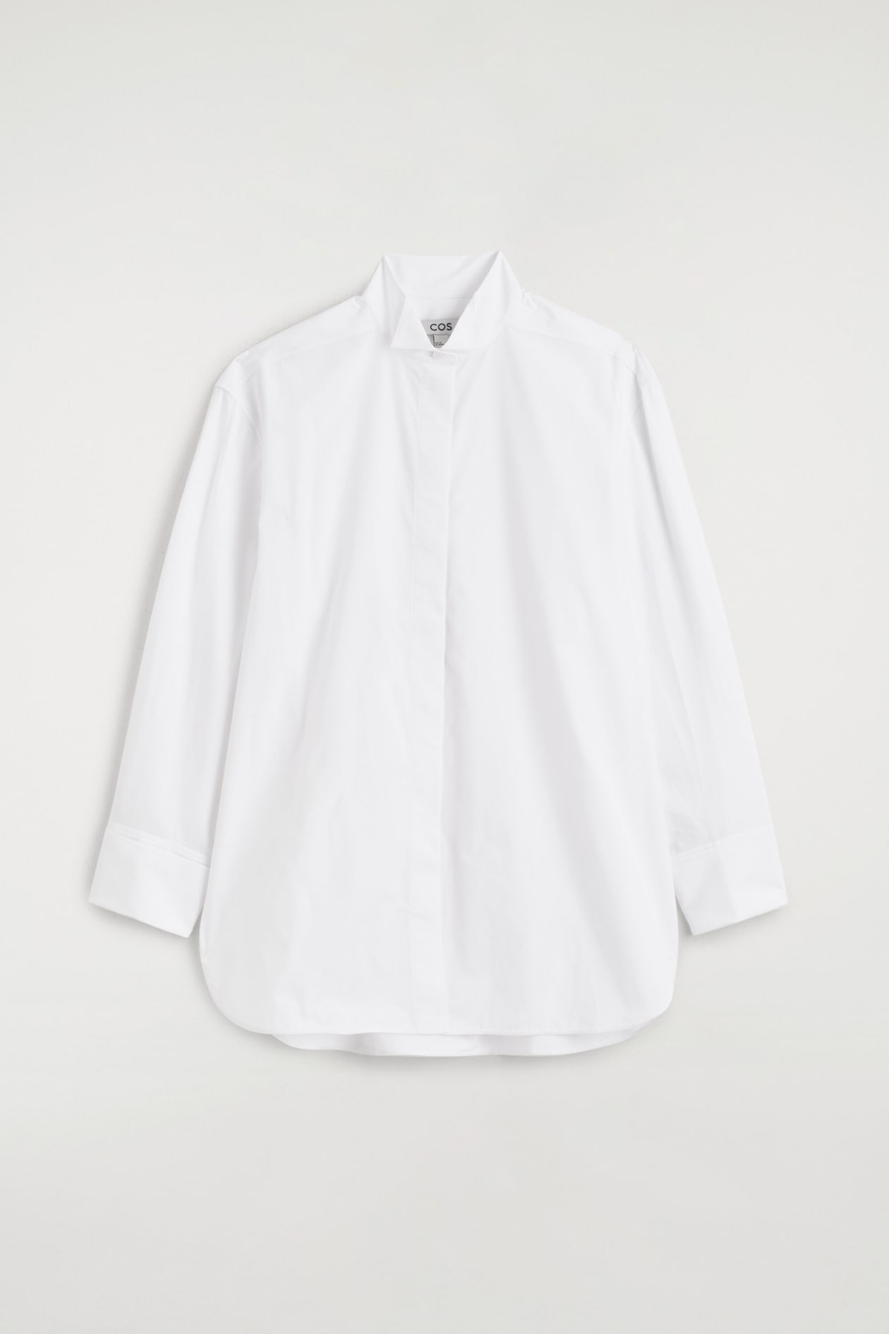 WING-COLLAR COTTON TUXEDO SHIRT — WHITE