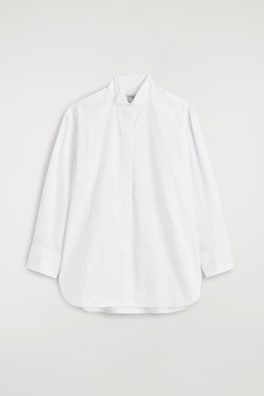 WING-COLLAR COTTON TUXEDO SHIRT — WHITE 15