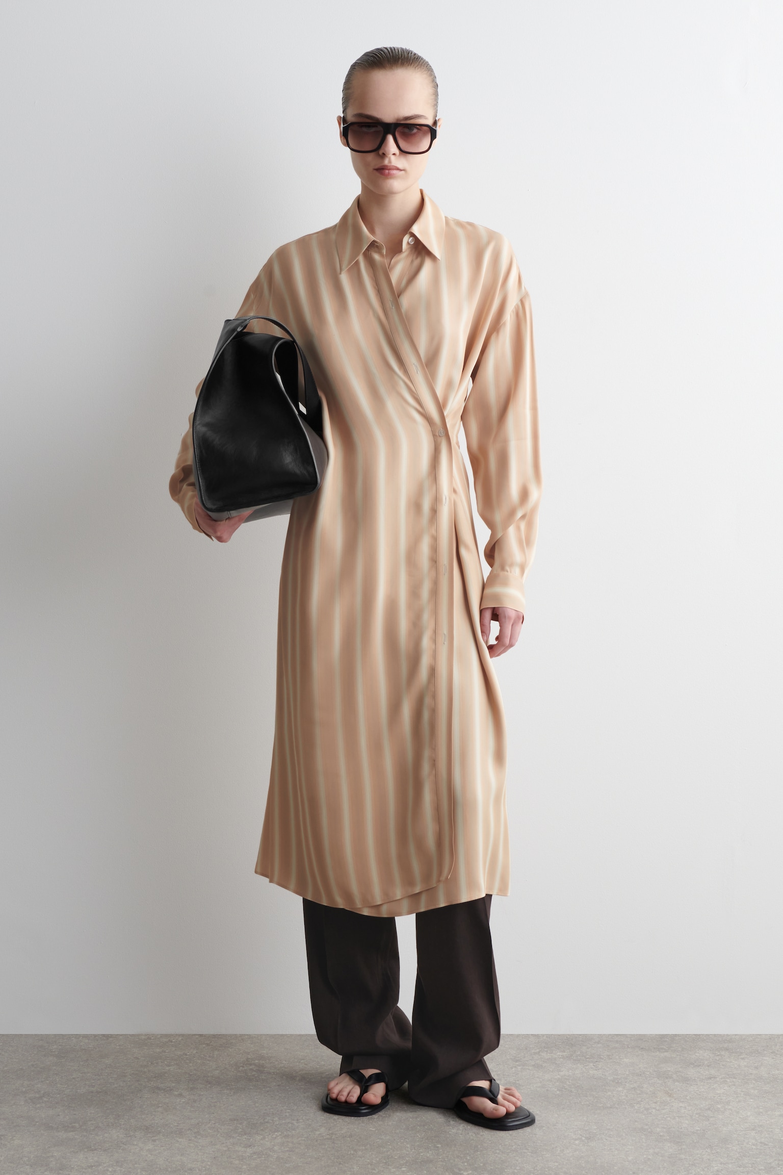 VESTIDO CAMISERO MIDI CRUZADO - ROSA/RAYAS/VERDE CLARO - 5