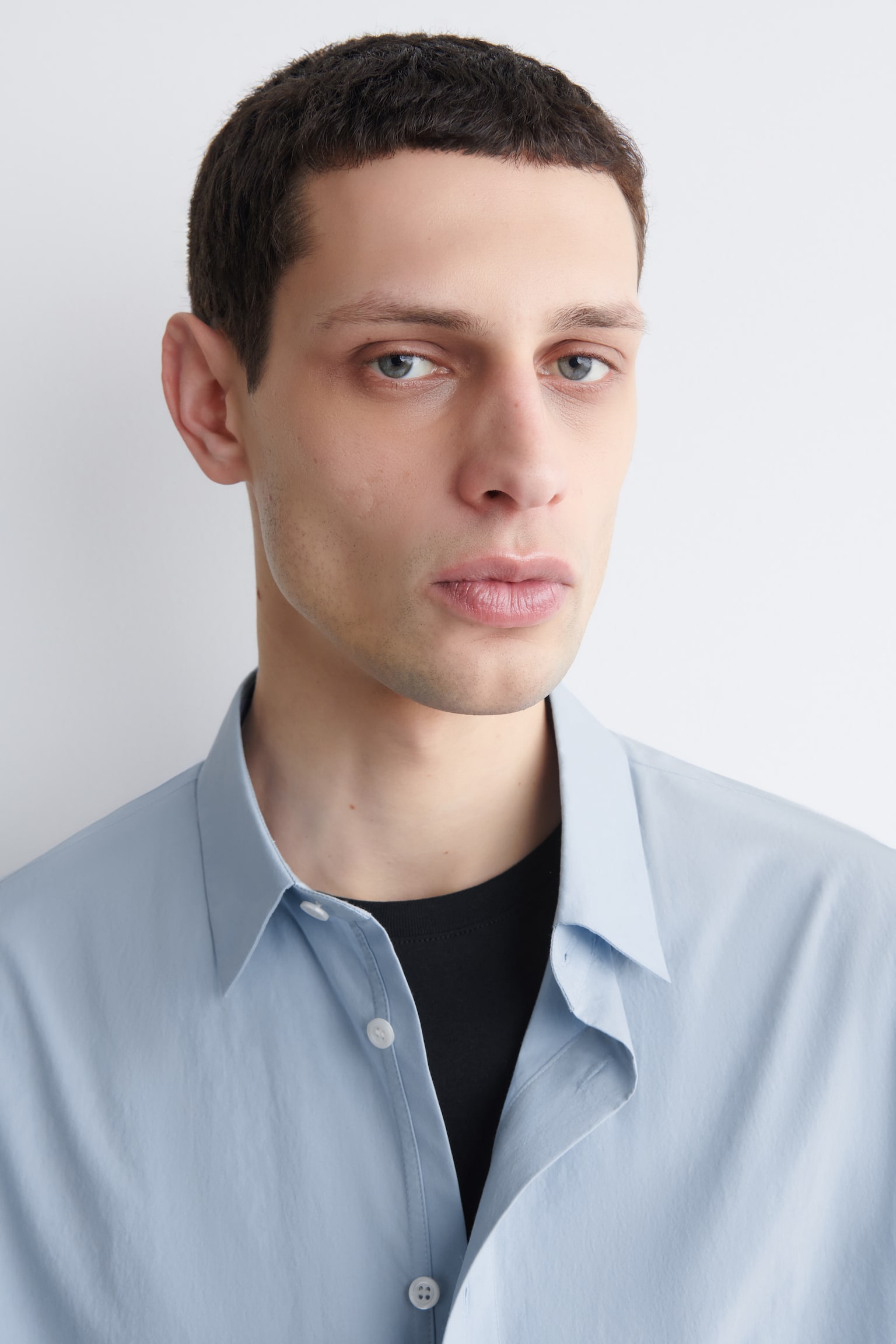 Camisa descontraída em popelina de algodão pima - AZUL/Azul-claro/Caqui / às riscas/BEGE/azul-claro - 5