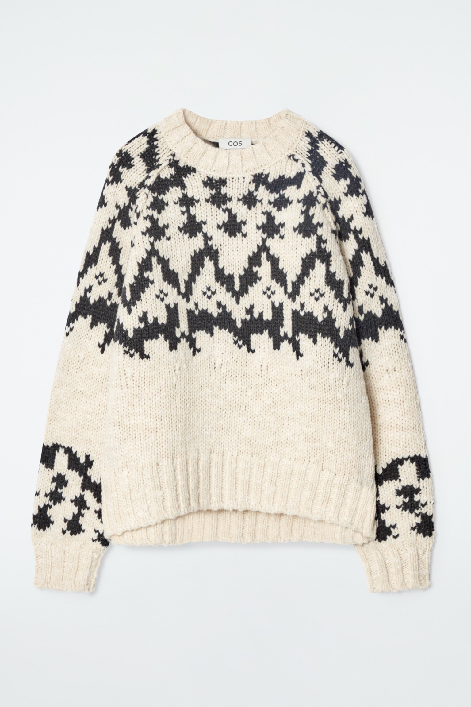 PULL FAIR ISLE EN LAINE - IVOIRE / NOIR/MARRON / ROUGE