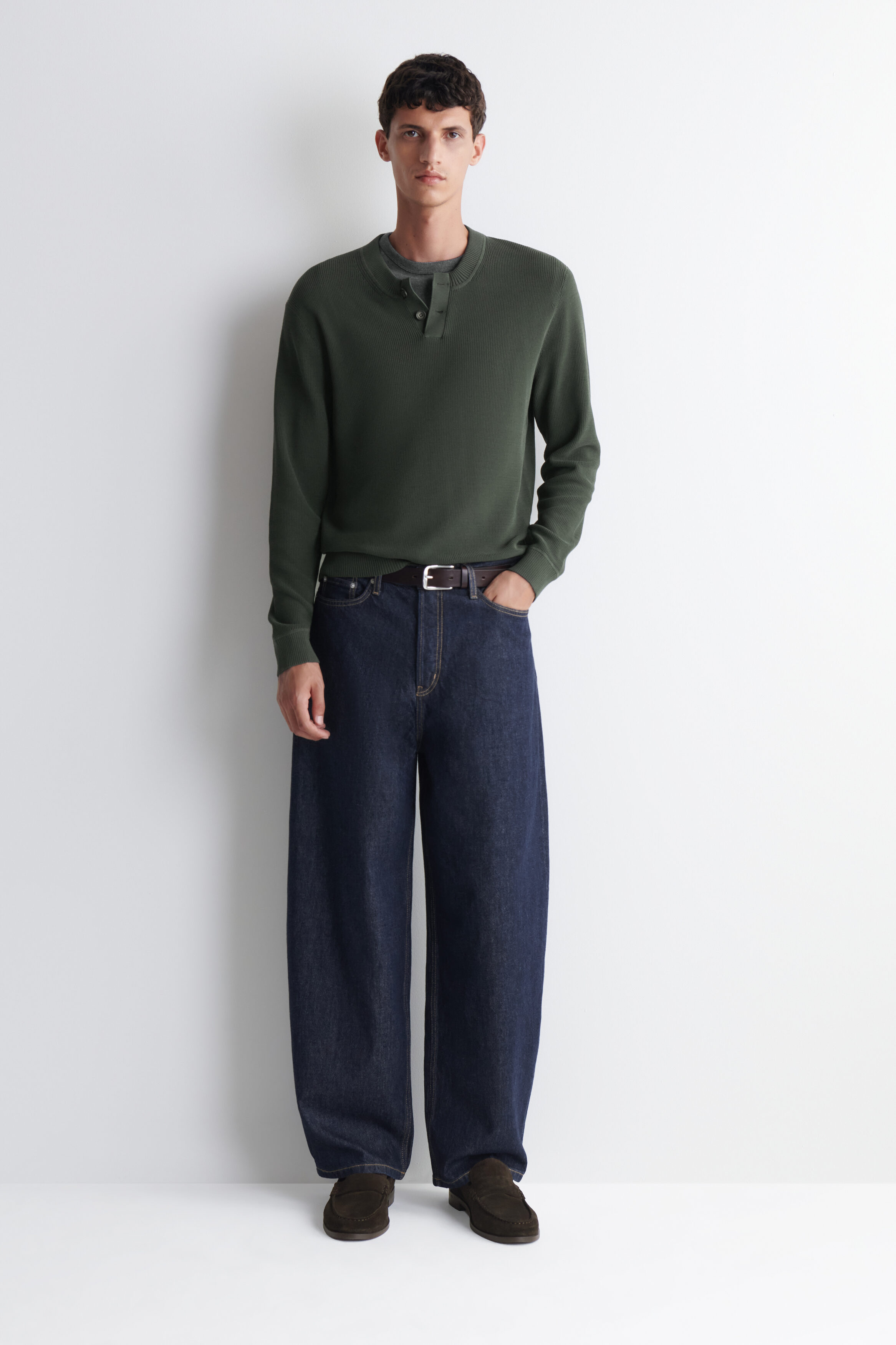 KNITTED COTTON HENLEY SWEATER - thumbnail 2