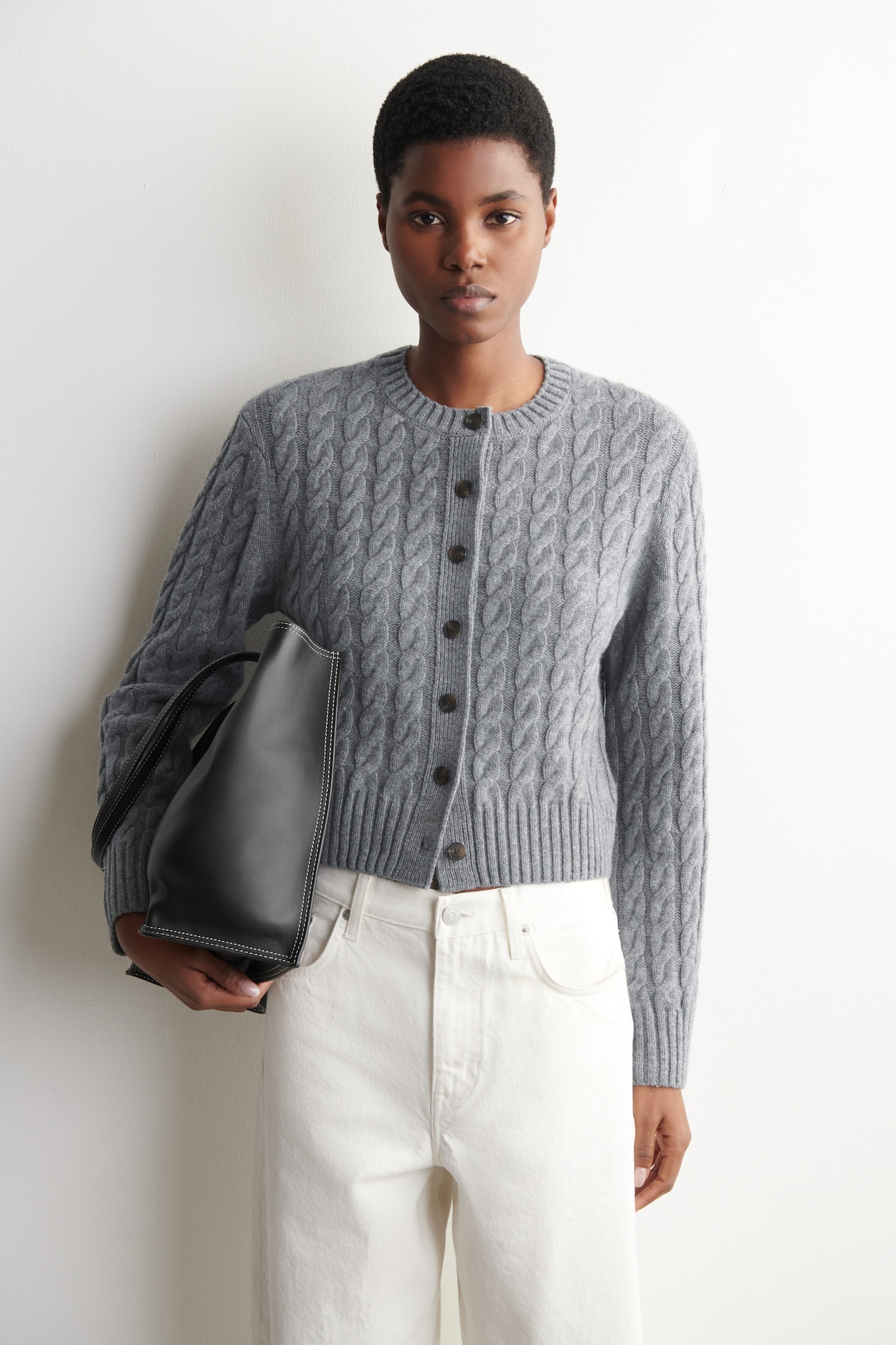 CABLE-KNIT MERINO WOOL CARDIGAN
