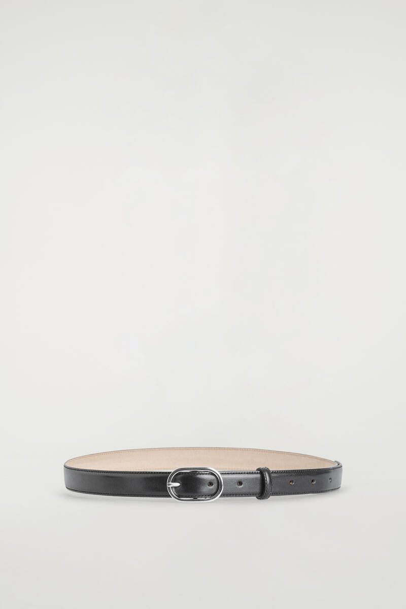 Oval-Buckle Leather Belt