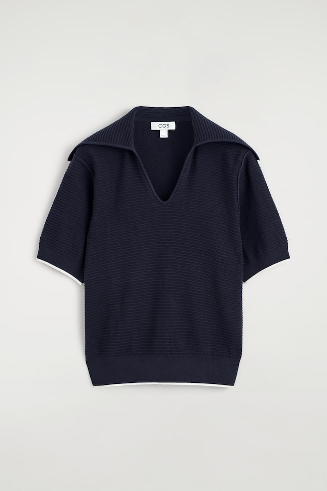 TOP IN MAGLIA CON COLLETTO ALLA MARINARA - BLU NAVY/AVORIO - 1