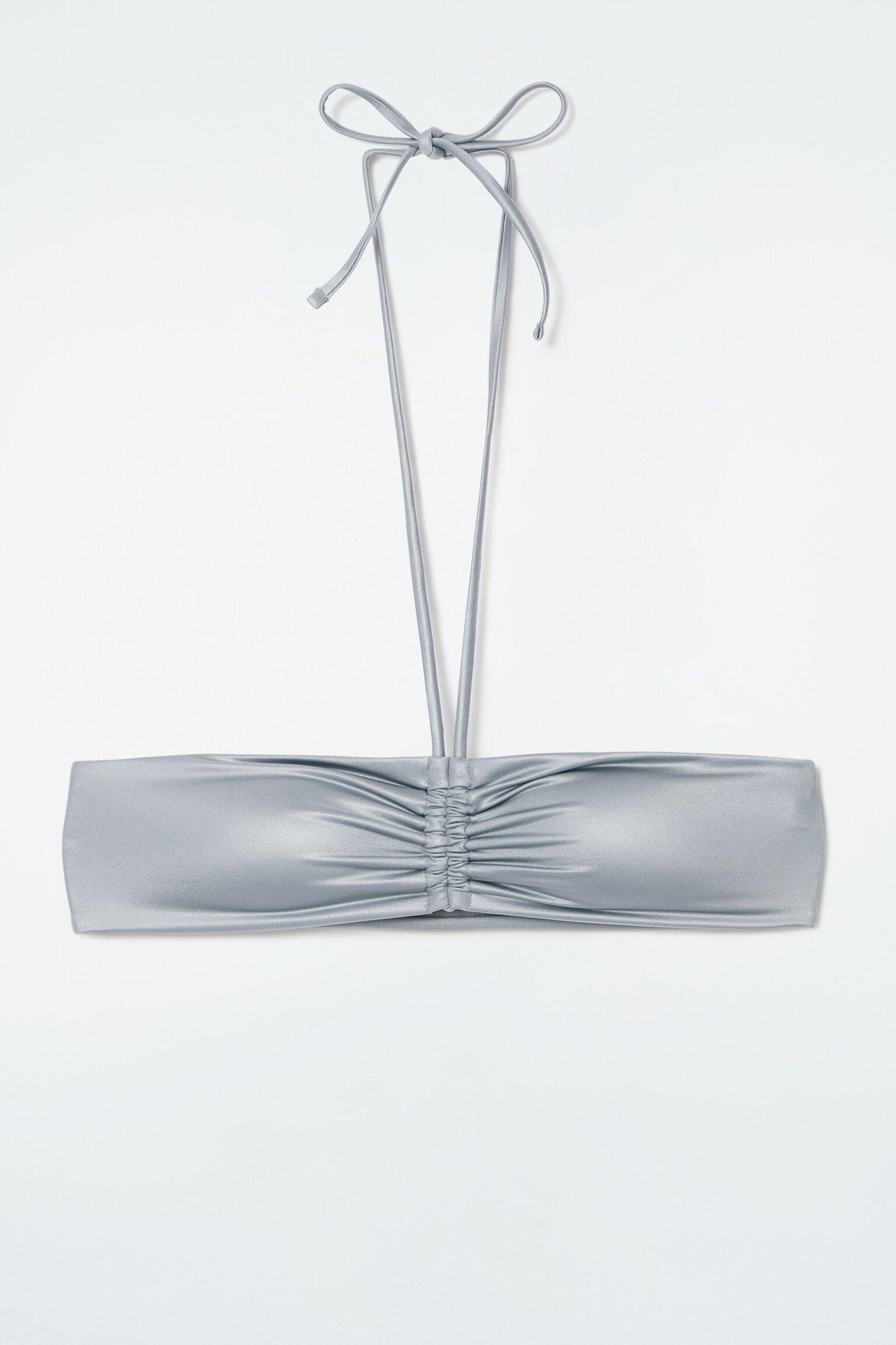 HAUT BIKINI BANDEAU FRONCÉ - ARGENTÉ