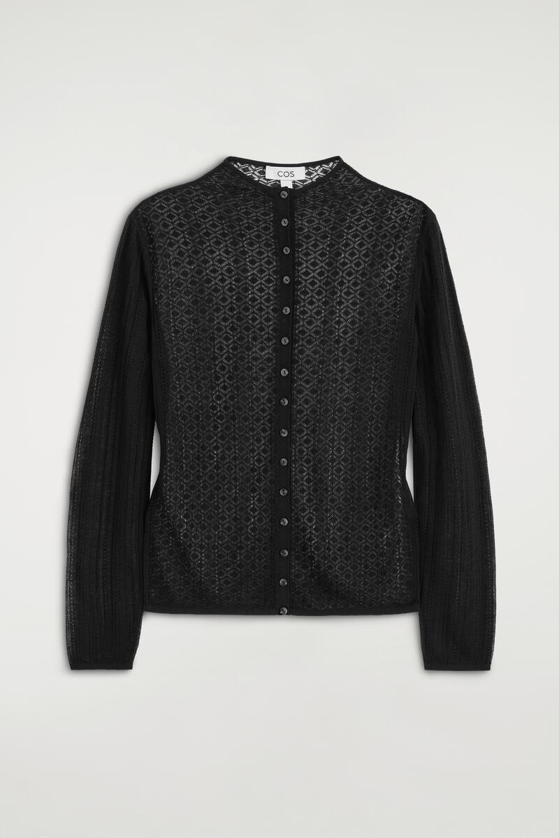 Diamond-Knit Lace Cardigan