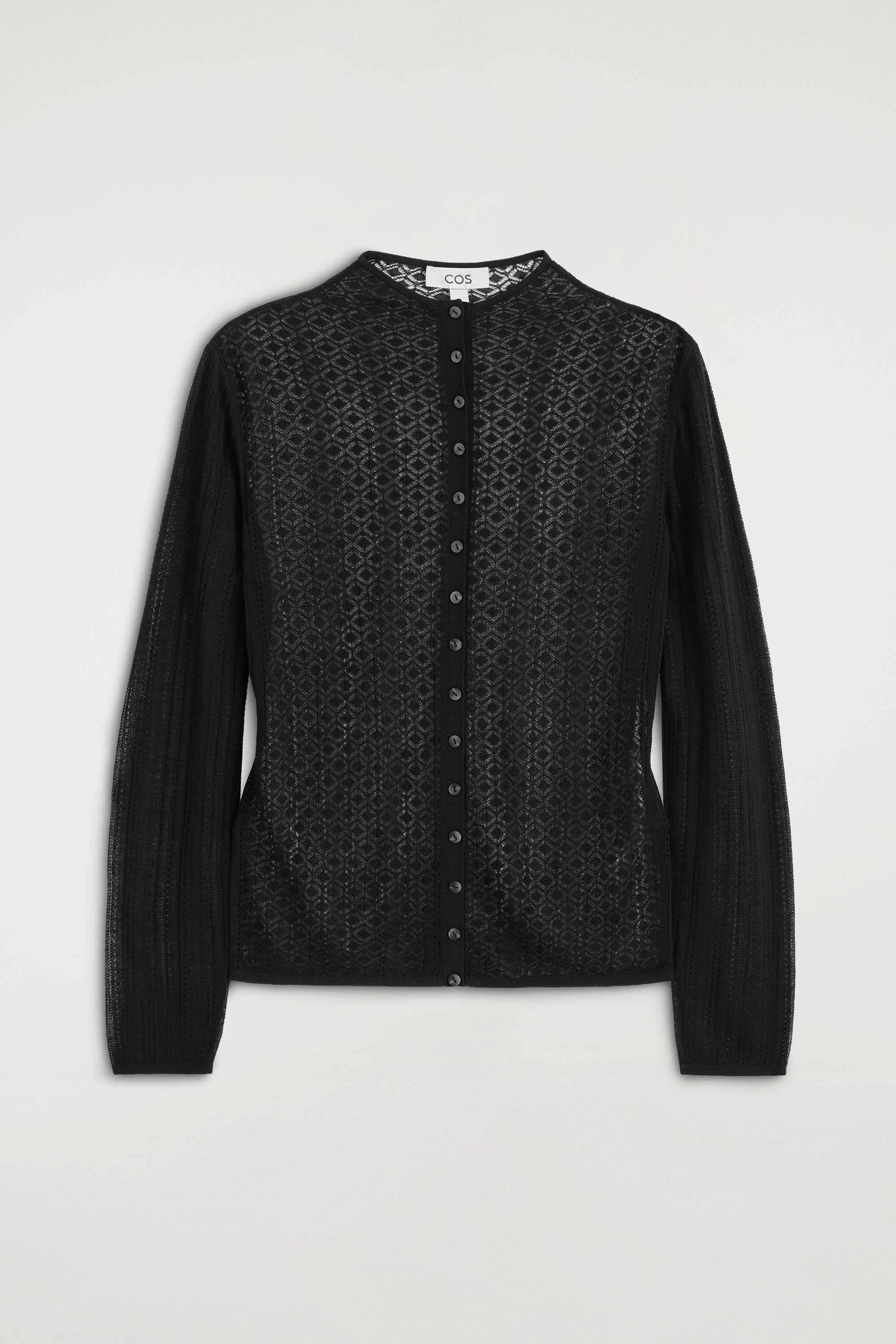 DIAMOND KNIT LACE CARDIGAN - BLACK | COS US