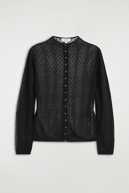 DIAMOND KNIT LACE CARDIGAN — BLACK 7