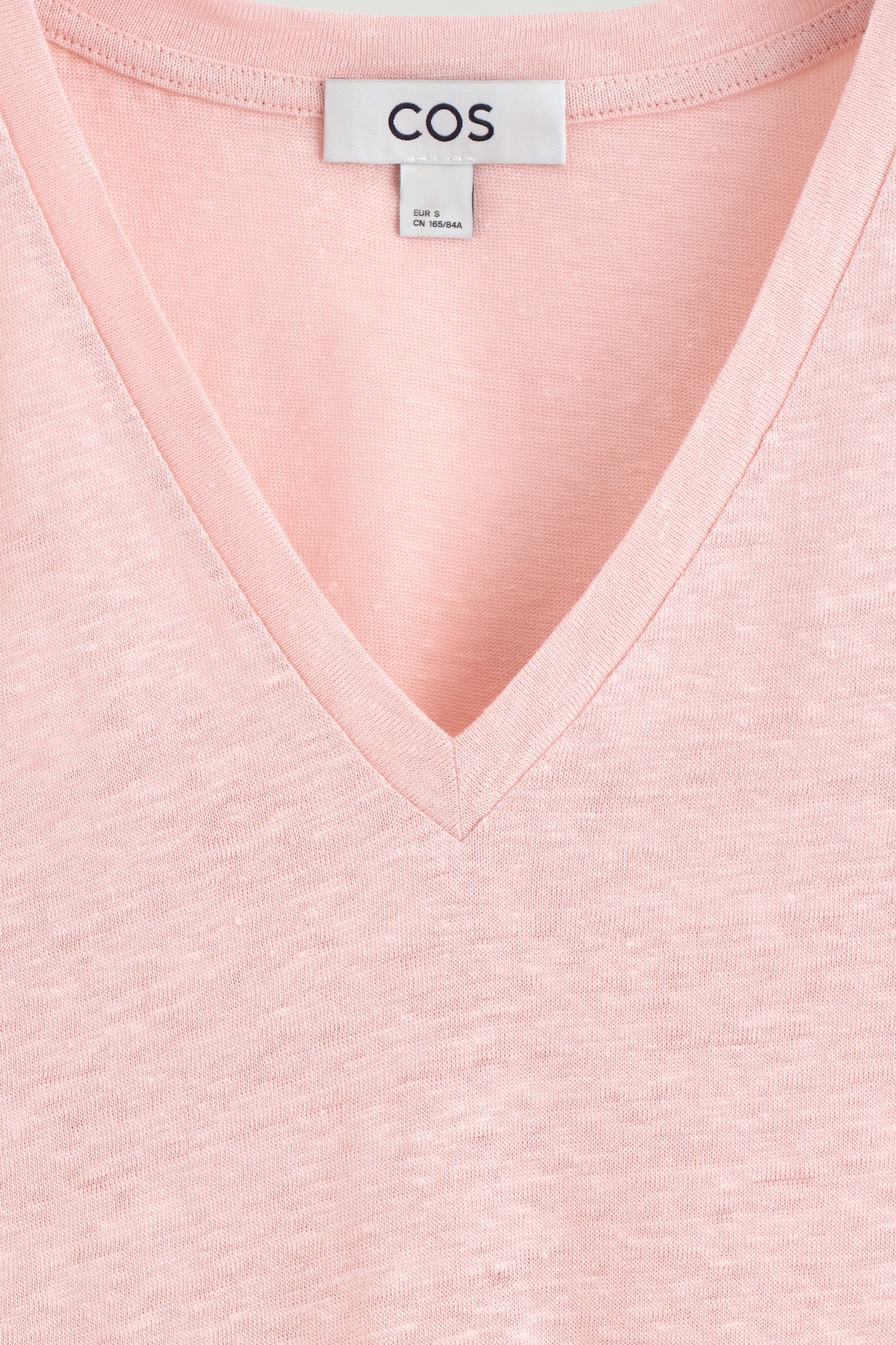 V-NECK LINEN T-SHIRT — PINK MÉLANGE