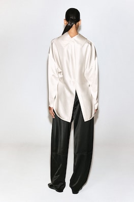 COWL-NECK SATIN BLOUSE — CREAM 5