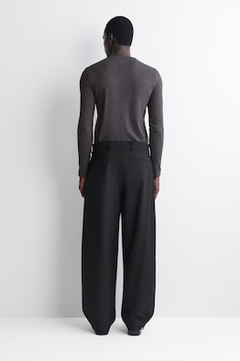 SLIM RIBBED COTTON LONG-SLEEVED HENLEY T-SHIRT — CHARCOAL MÉLANGE 5