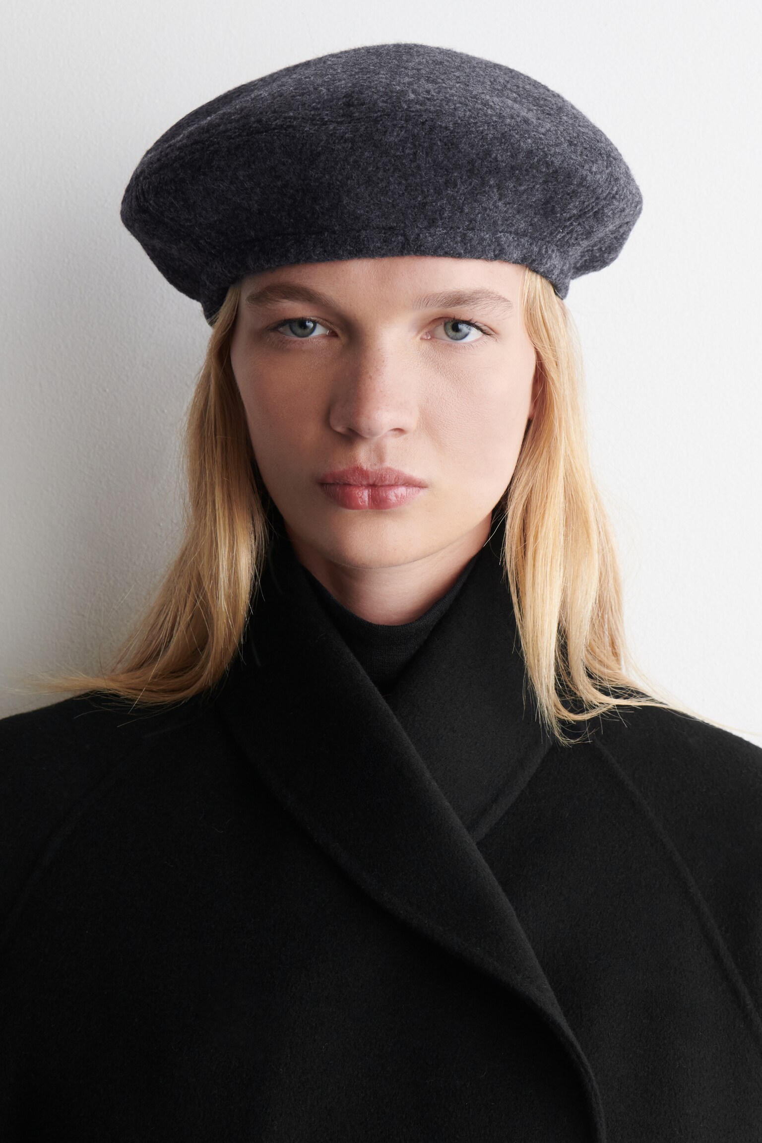 BÉRET EN MÉLANGE DE LAINE - GRIS FONCÉ CHINÉ/BEIGE CHINÉ - 1