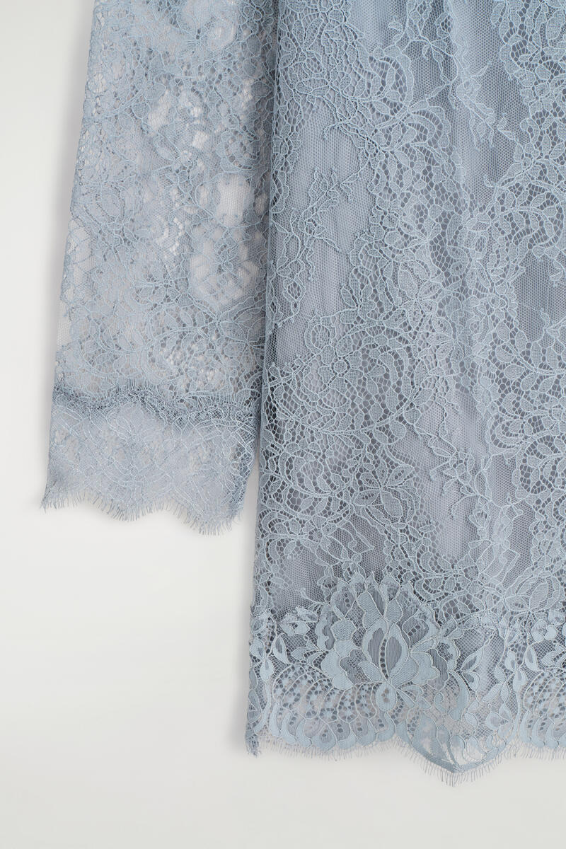 Boat-Neck Lace Mini Dress