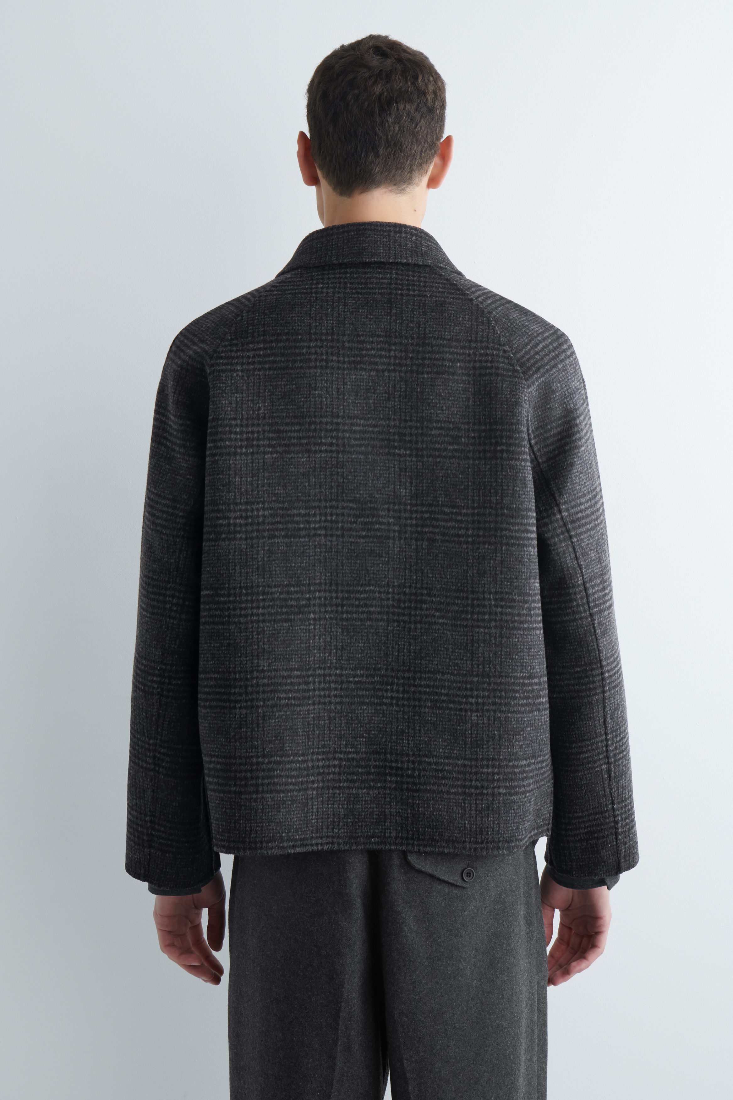 REVERSIBLE DOUBLE-FACED WOOL JACKET - GREY / CHECKED | COS