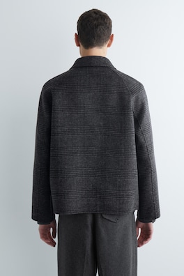 REVERSIBLE CHECKED / HERRINGBONE WOOL SPORTS JACKET — GRAY / CHECKED 5