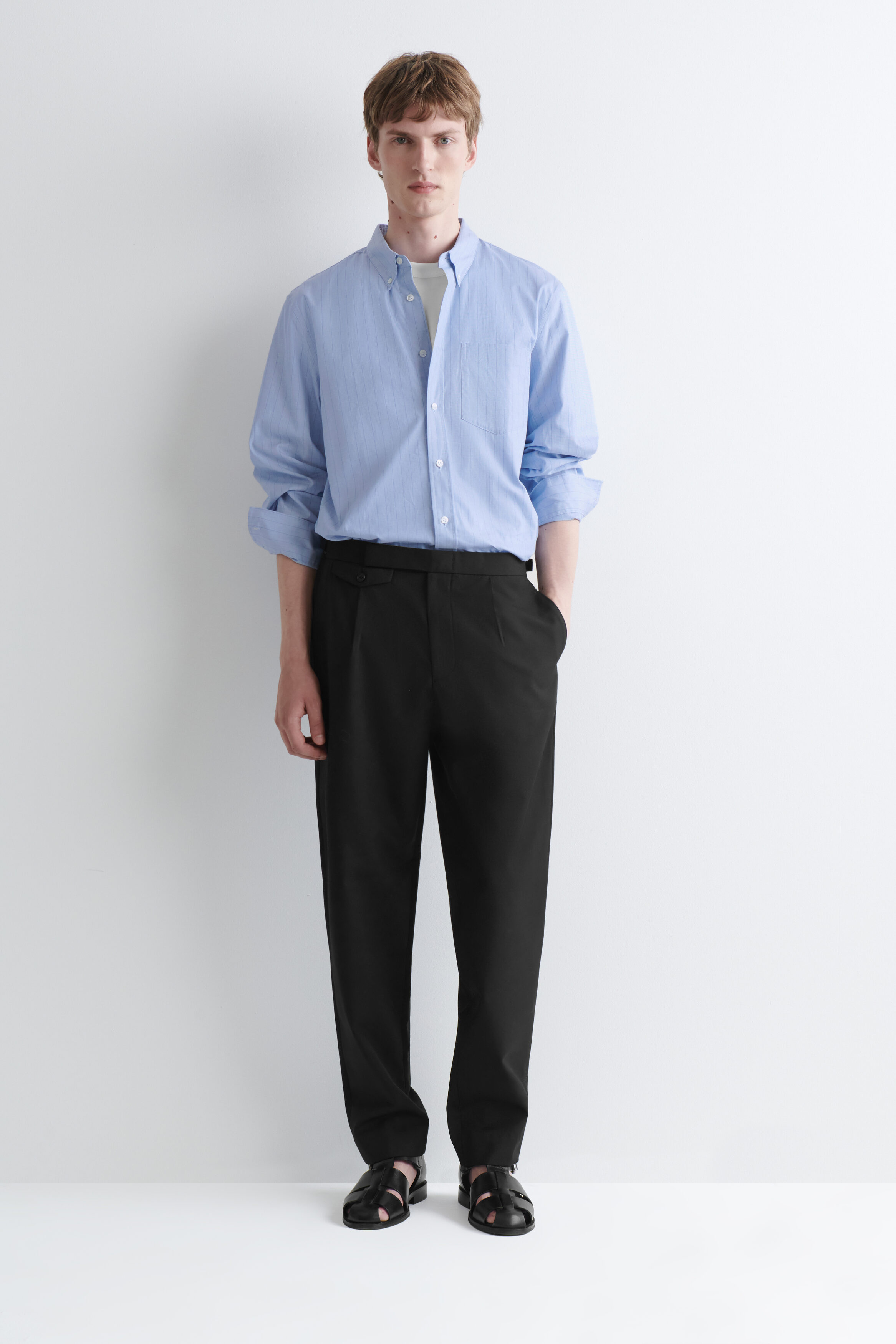 RELAXED PINSTRIPED FIL-À-FIL COTTON SHIRT - thumbnail 2