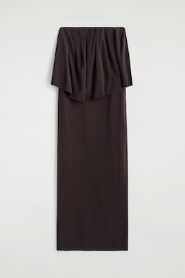 LAYERED SHEER-KNIT BANDEAU MAXI DRESS — BITTER CHOCOLATE 6