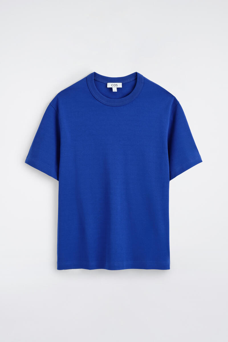 Interlock Cotton Crew-Neck T-Shirt in Bright Blue