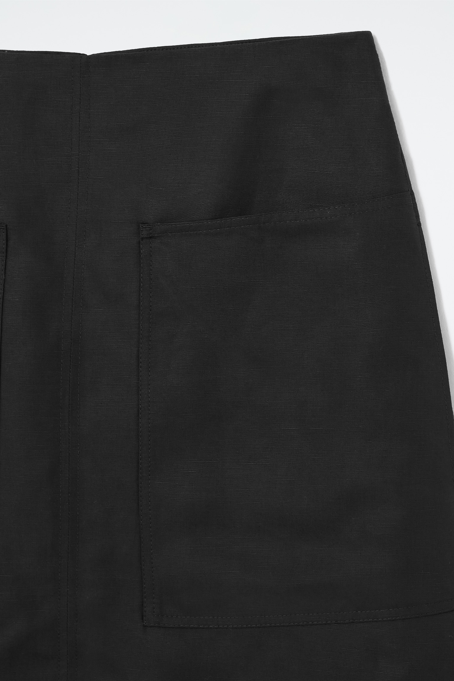 A-LINE LINEN MINI SKIRT - BLACK - 2