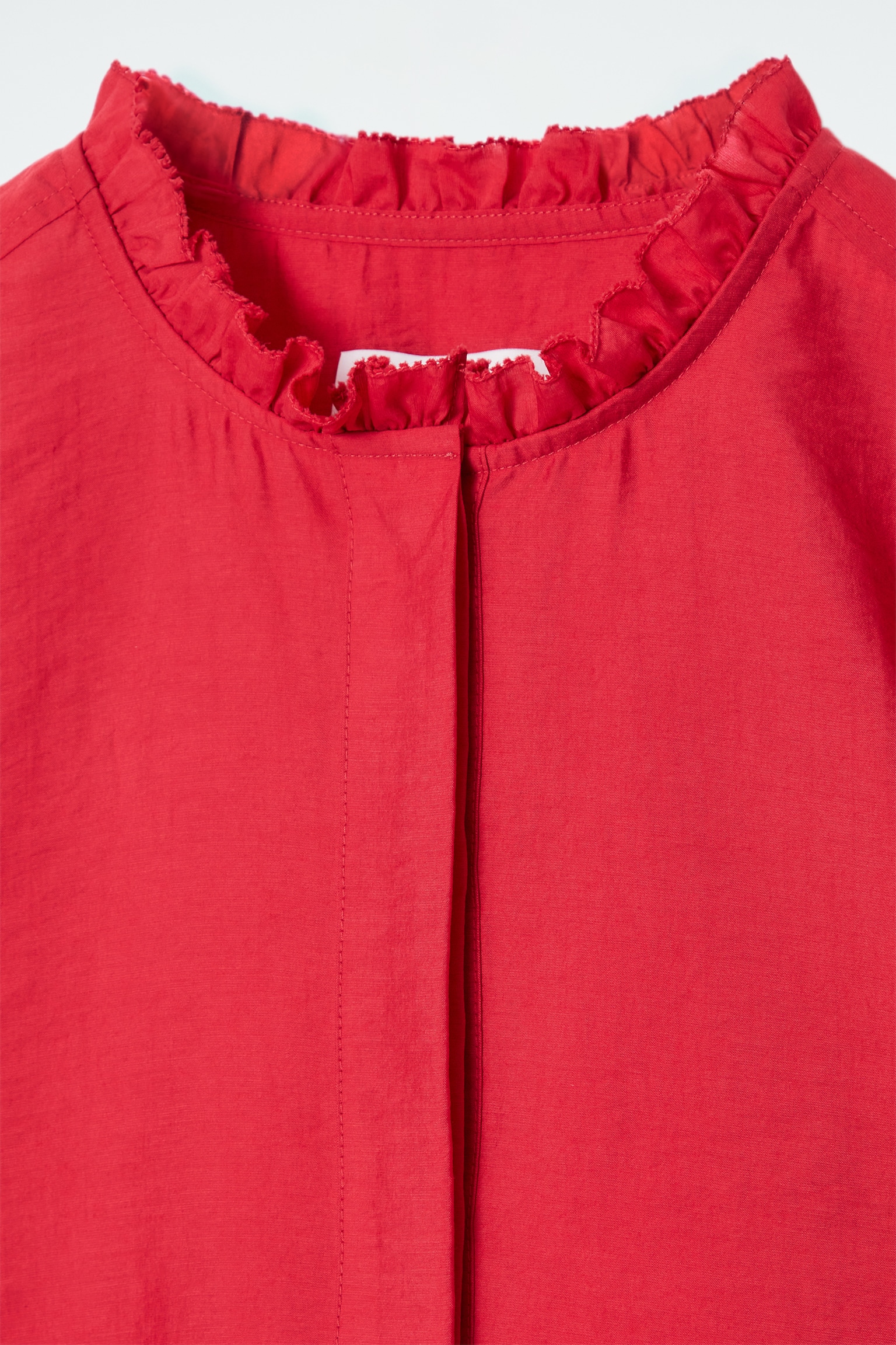 RUFFLE-COLLAR TEXTURED BLOUSE - RED - 5