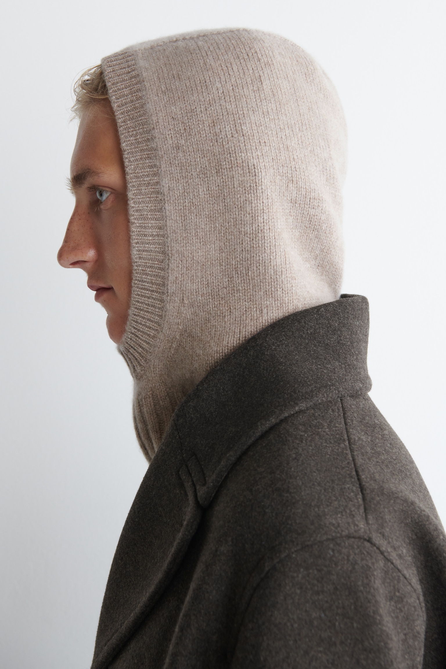 CASHMERE BALACLAVA - BEIGE MÉLANGE/BLACK MÉLANGE - 3