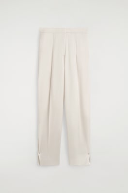 TAILORED MATTE-SATIN BARREL-LEG PANTS — OYSTER 12