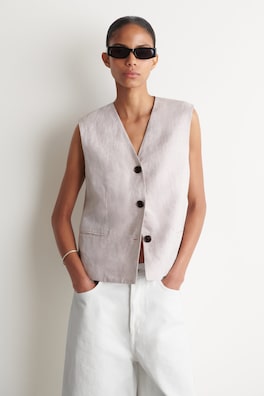 LINEN WAISTCOAT — LIGHT PINK 1