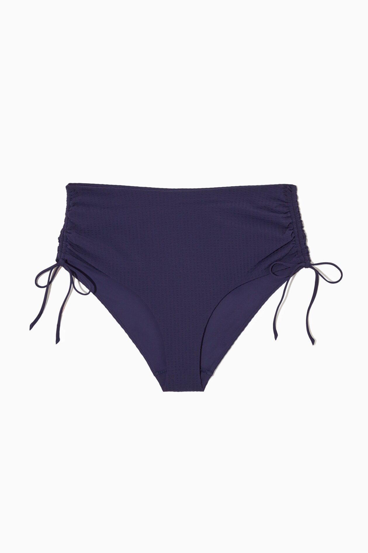 Women's DARK BLUE HIGH-WAISTED SEERSUCKER BIKINI BRIEFS | H&M GB