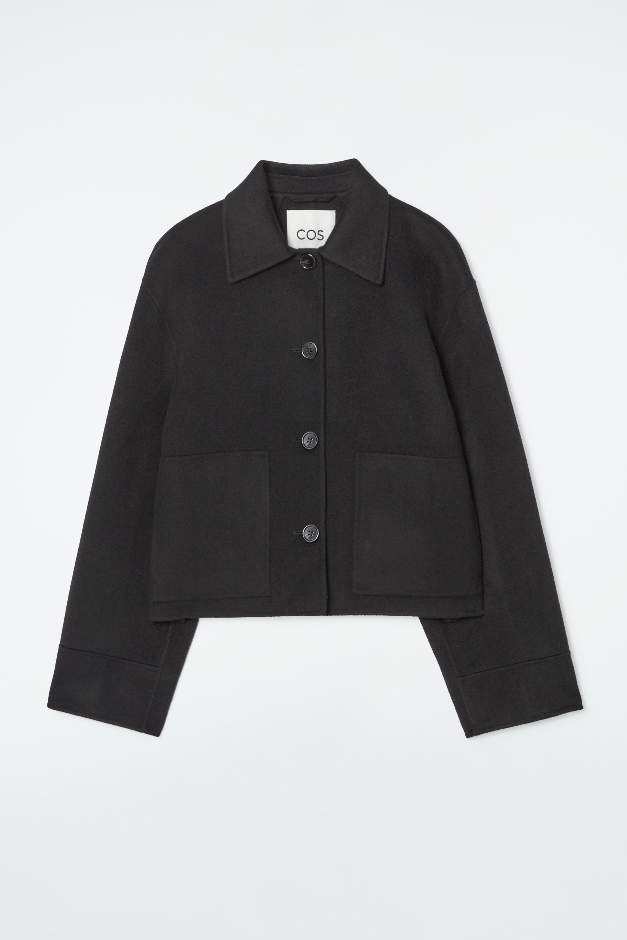 Προβολή μεγαλύτερης εικόνας: BOXY DOUBLE-FACED WOOL SHORT JACKET - BLACK - Ladies | H&M GR 1