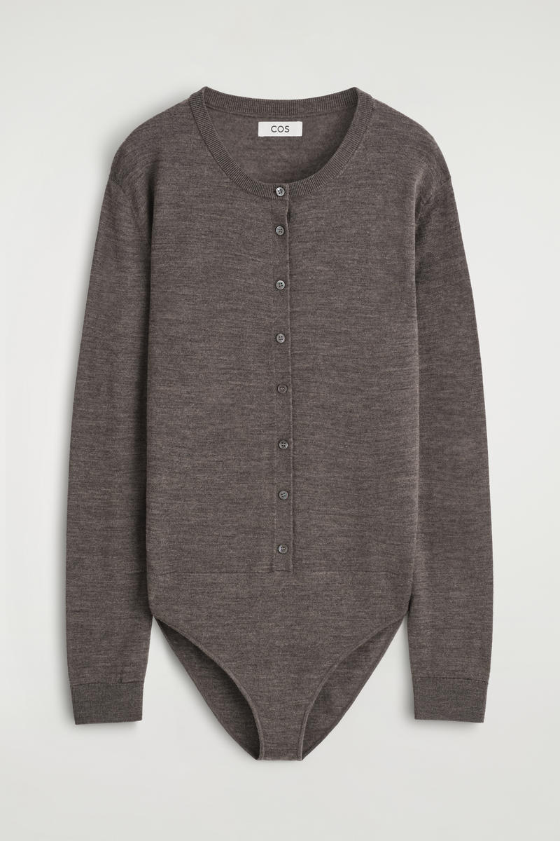 Cos Merino Wool Cardigan Body In Brown