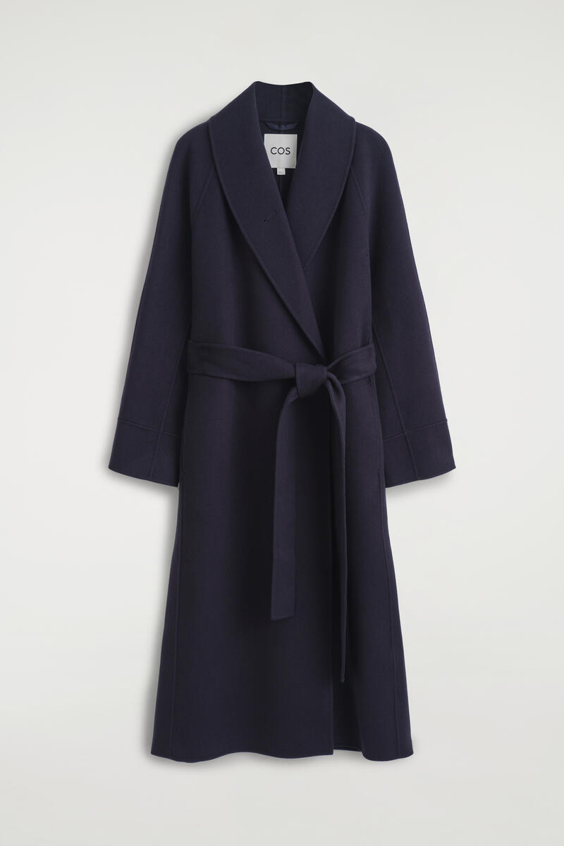 Shawl-Collar Double-Faced Wool Long Coat