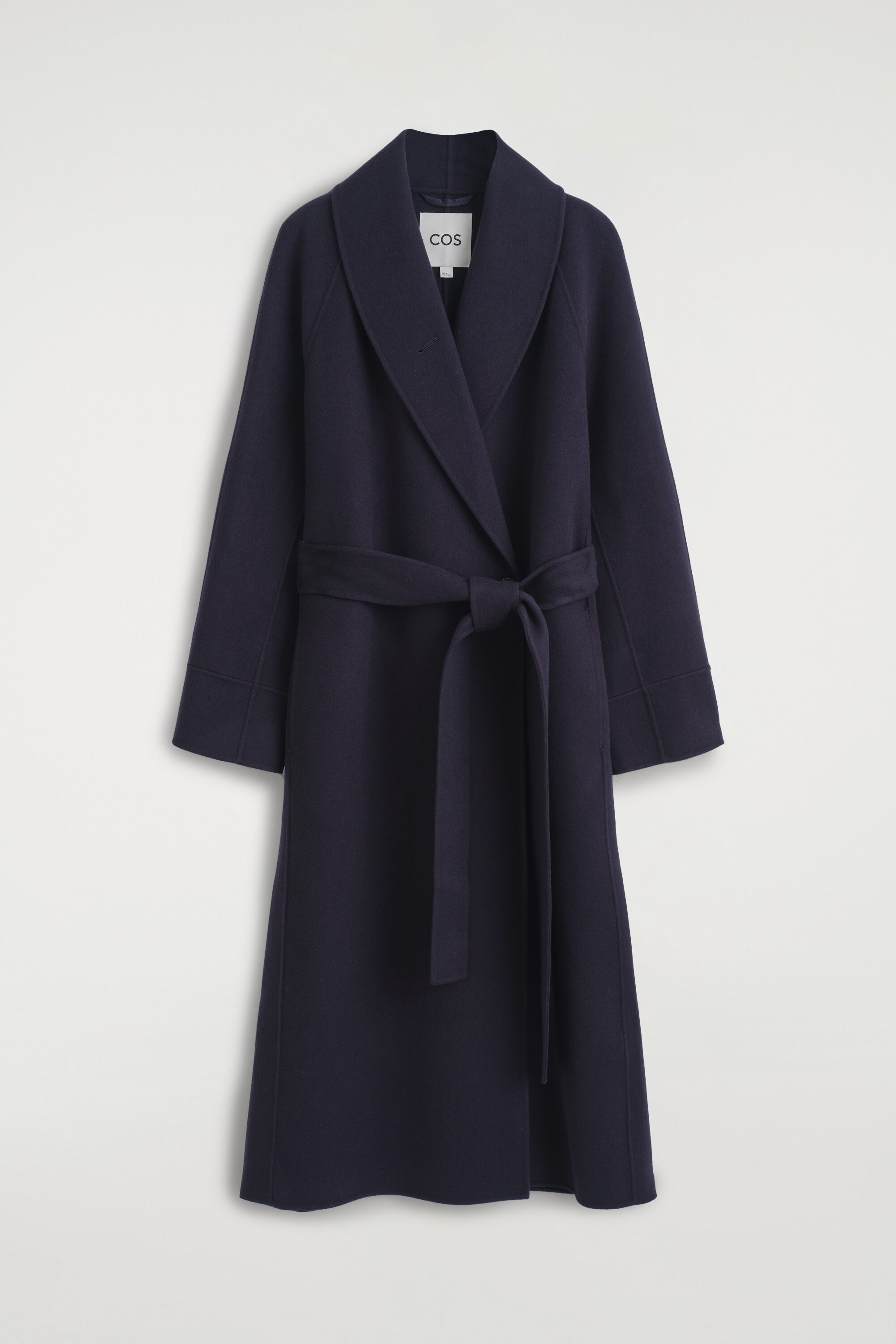 SHAWL-COLLAR DOUBLE-FACED WOOL LONG COAT - NAVY | COS CA