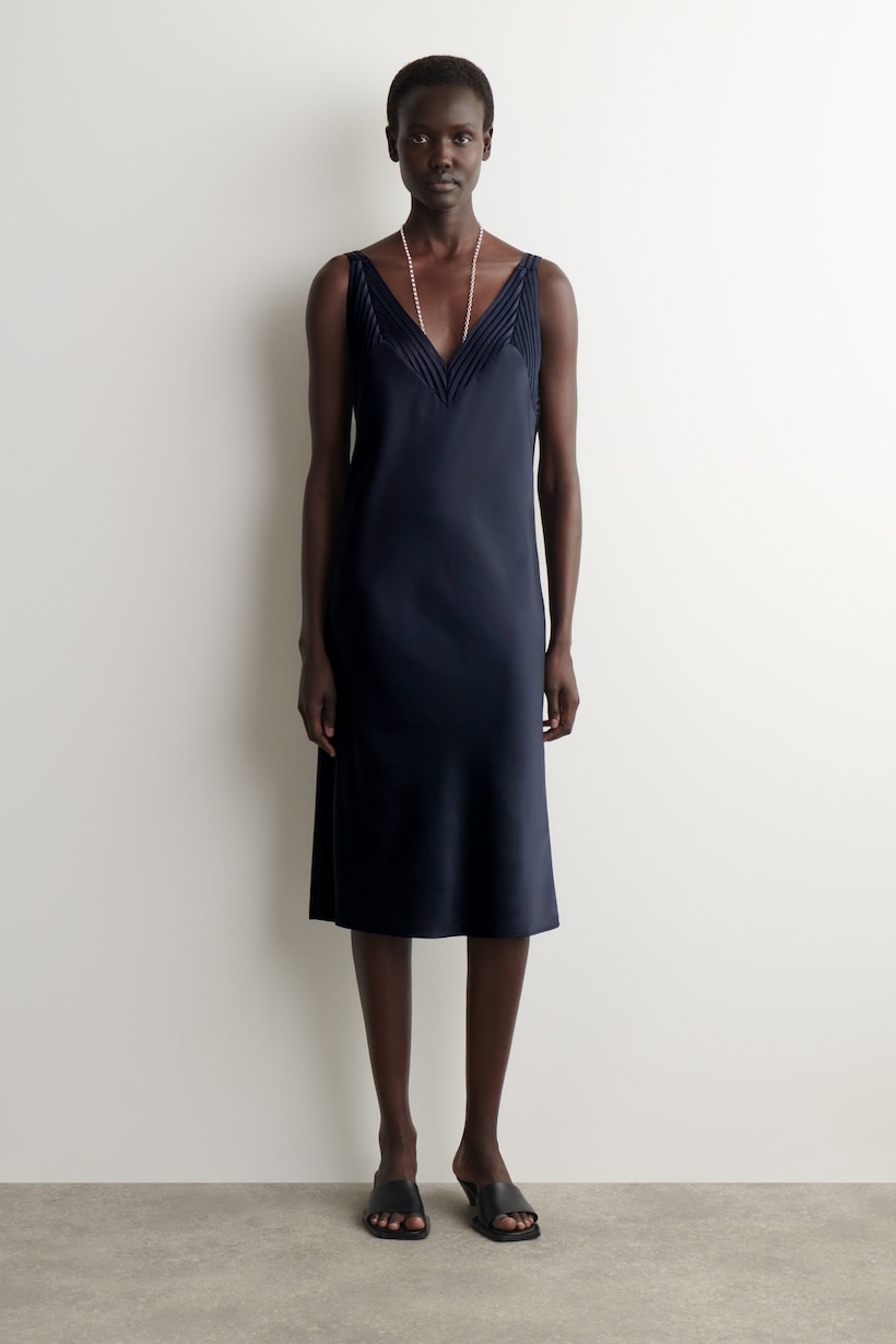 slip dress navy blue Champagne Showers Halterneck Slip Mini Dress Navy L