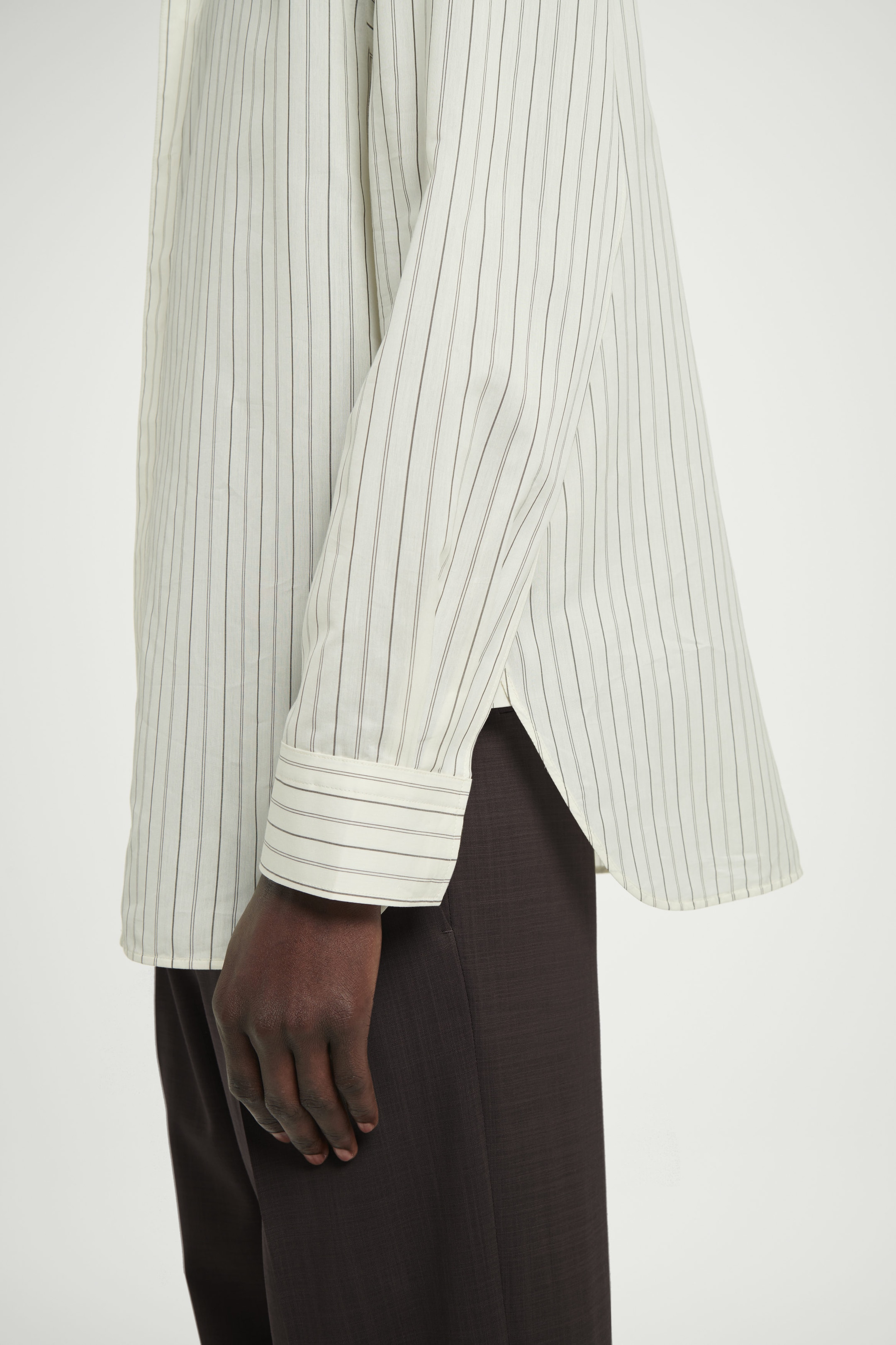 PINSTRIPED COTTONSILK SHIRT