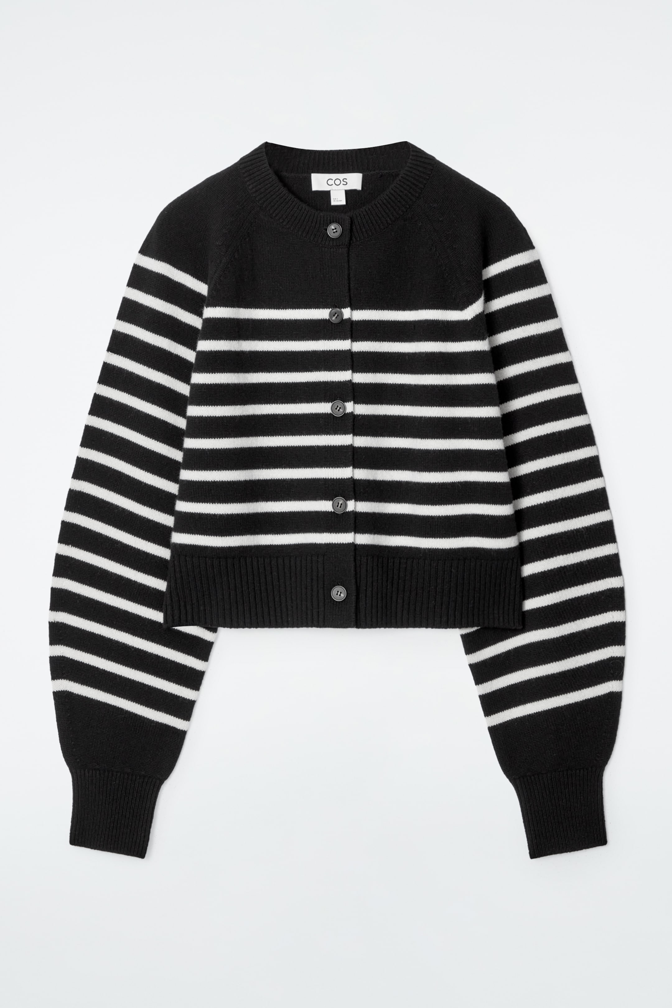Zobacz większy obraz: KRÓTKI KARDIGAN Z WEŁNY - CZARNY / BIAŁY / W PASKI - ONA | H&M PL 6
