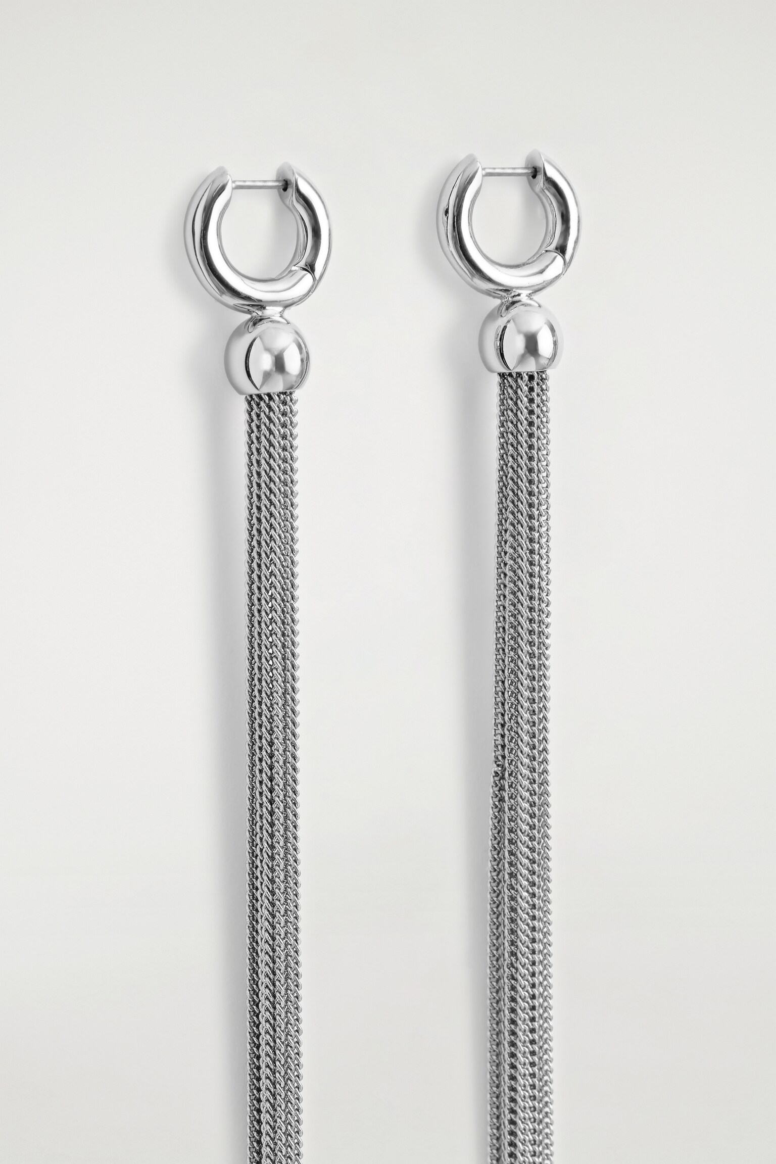 PENDIENTES EXTRALARGOS CON FLECOS DE CADENA - PLATEADO/DORADO - 4