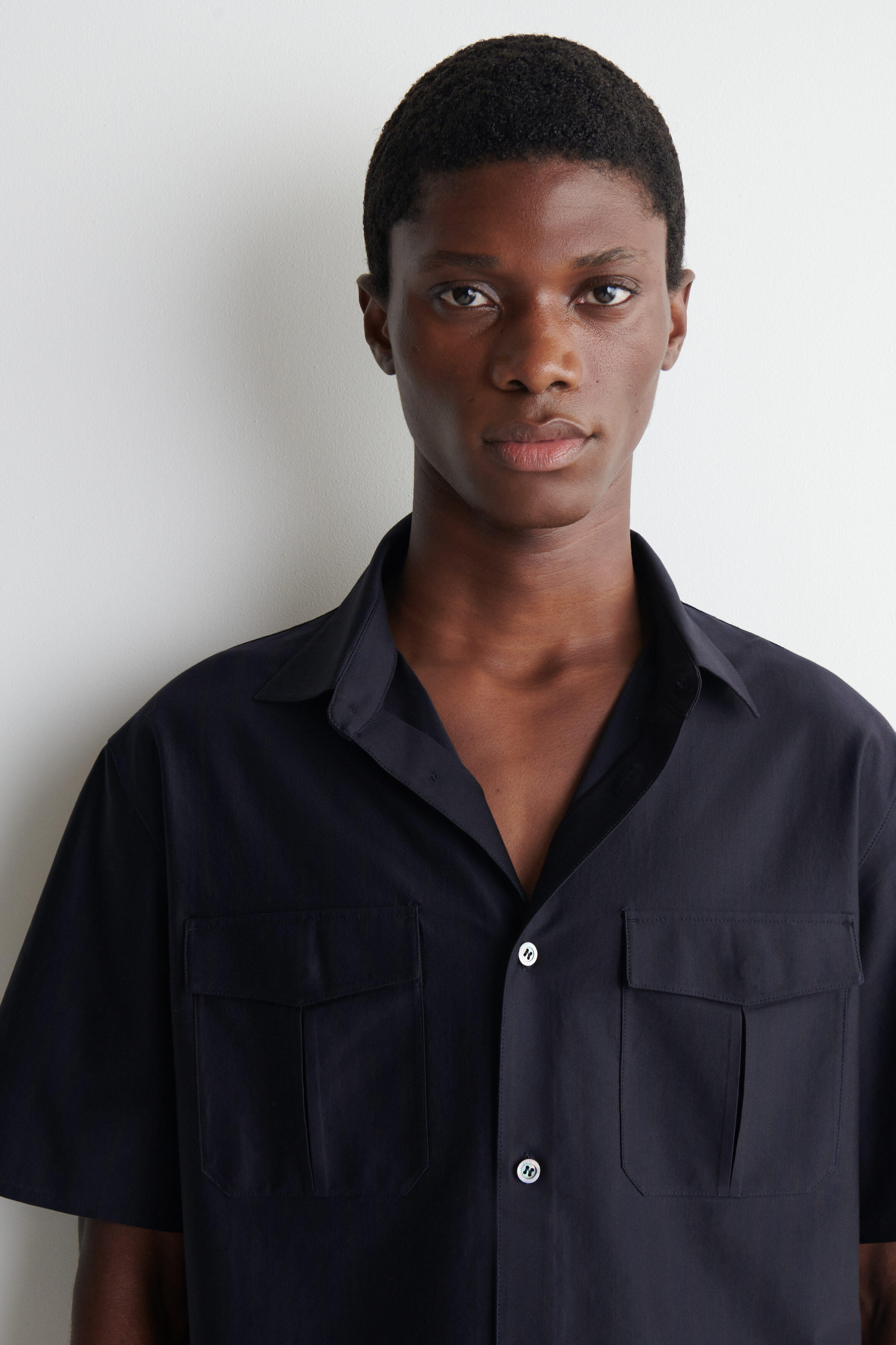STRIPED COTTON JACQUARD SHIRT - NAVY / BROWN / STRIPED | COS US