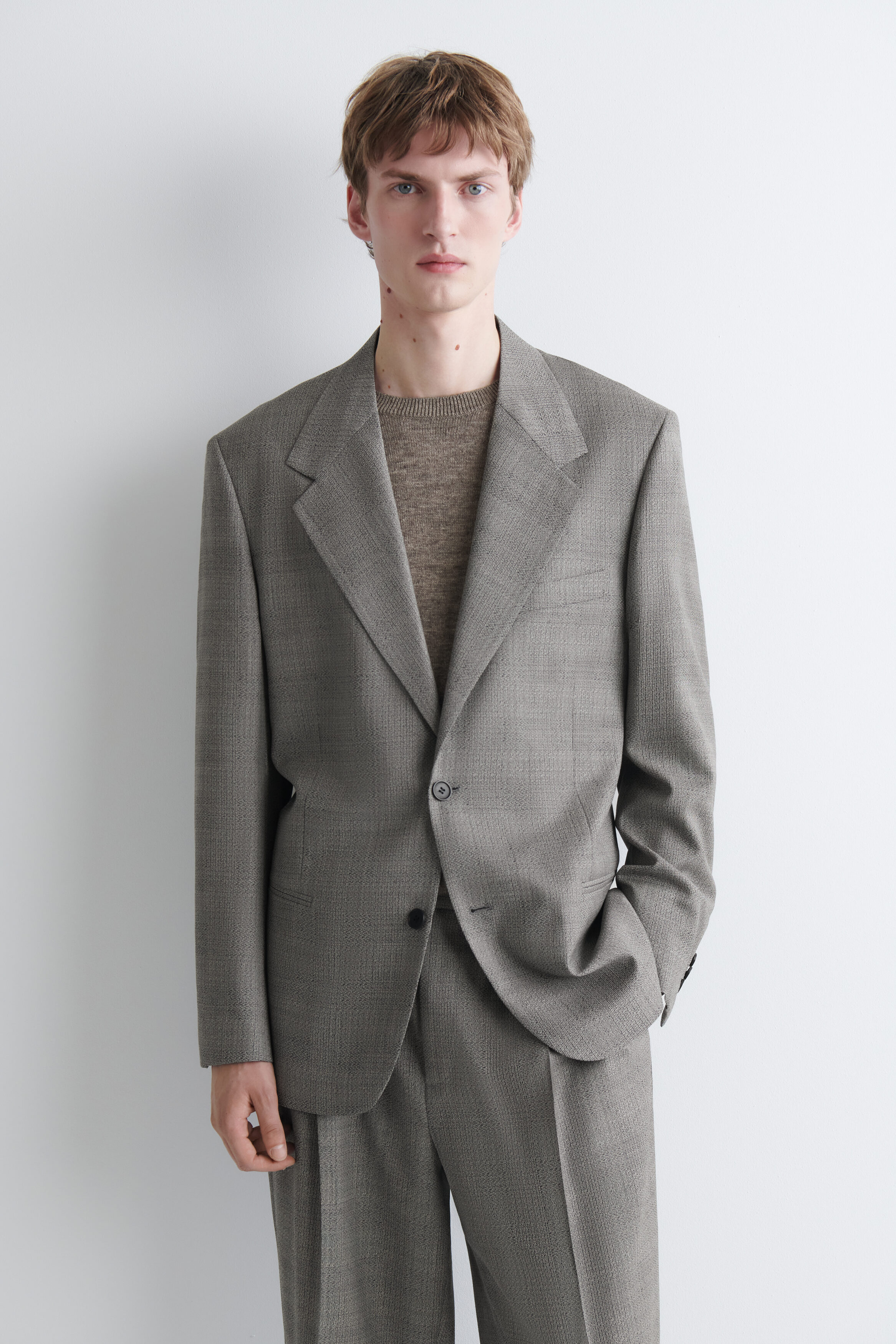 CHECKED TEXTURED-WOOL BLAZER - thumbnail 2