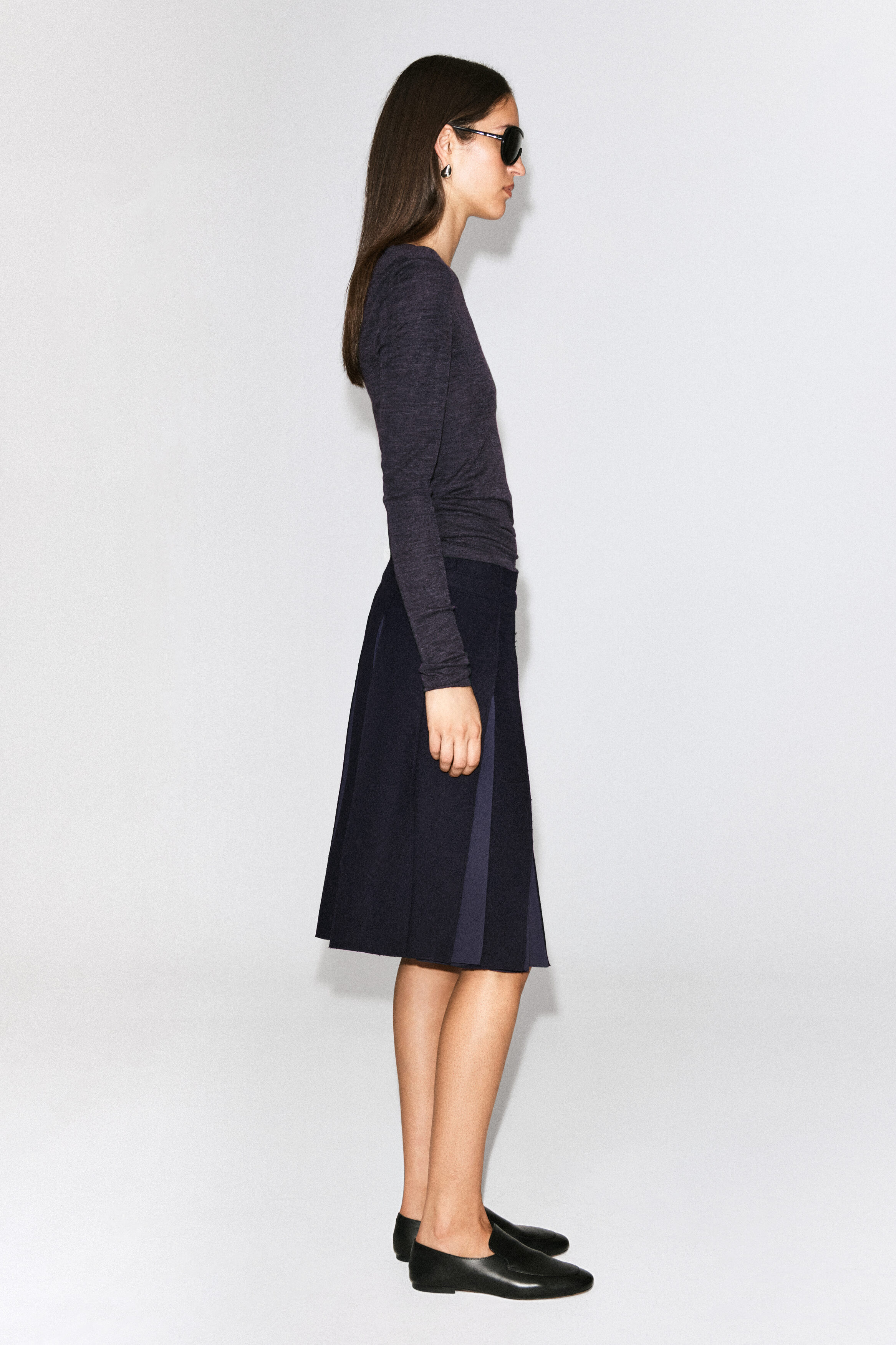 BELTED PLEATED WOOL-BLEND SKIRT - thumbnail 4
