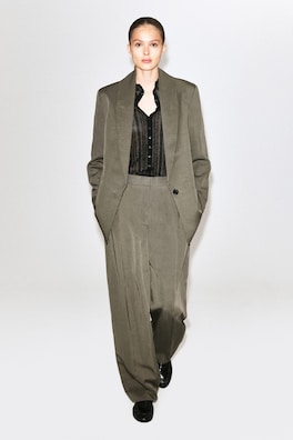 FLUID PLEATED STRAIGHT-LEG PANTS — DARK BEIGE 2