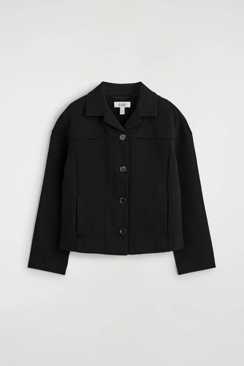 Cos Boxy Jersey Jacket In Black